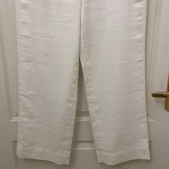 J. Crew Sailor Style White High Waisted Cropped Wide Leg Linen Blend Pants Sz. 6 - Picture 3 of 9